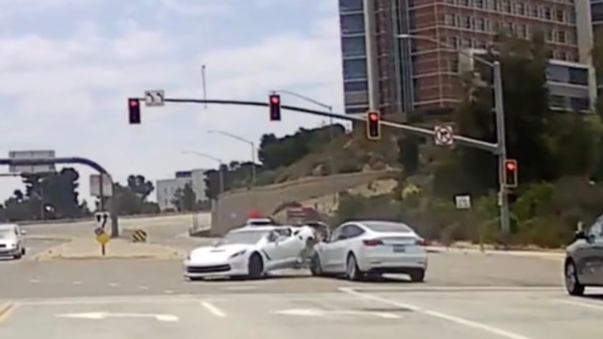 tesla model 3 runs red light and wrecks corvette in dashcam video 6a579953a3b15