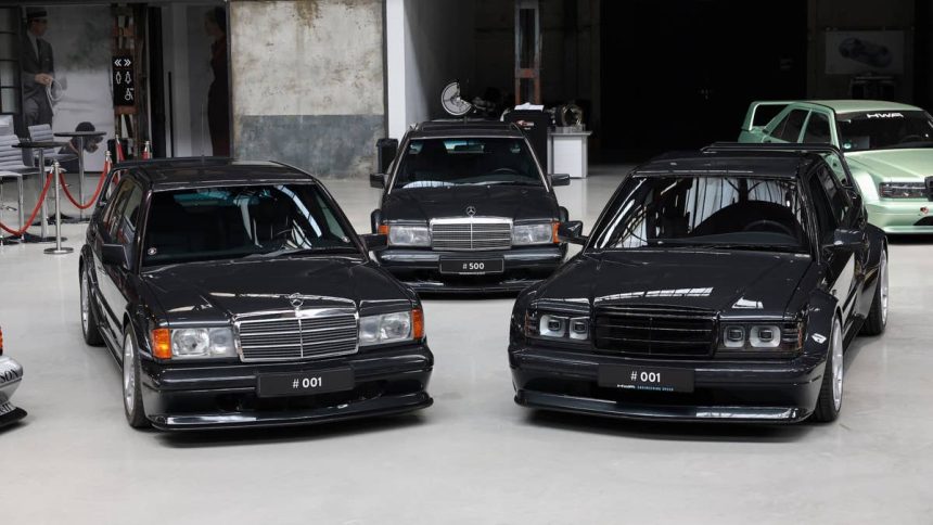 the first 760000 hwa evo now sits beside the first mercedes 190e evo ii 6a61ed1202e3a