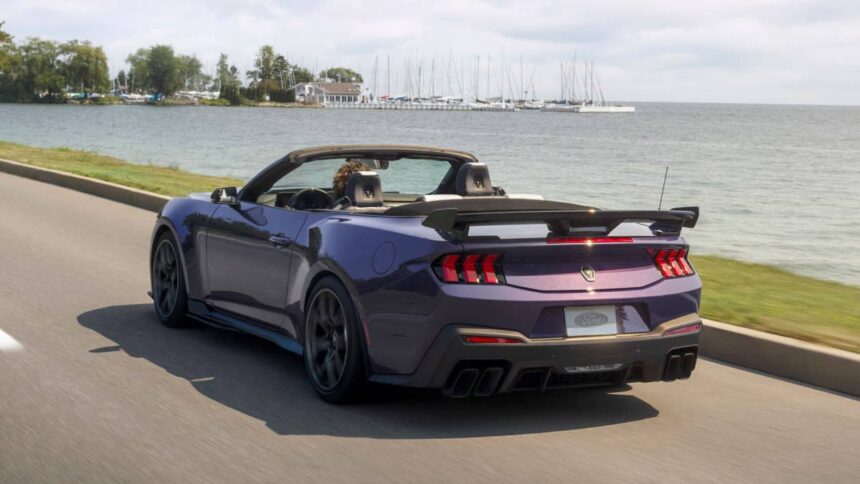 ford chops the roof off the mustang dark horse sc so you can hear the supercharger better 6a7f34633eab1
