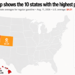 gas price map shows 10 states where drivers are paying the most this week 6a7c4b36bb15f